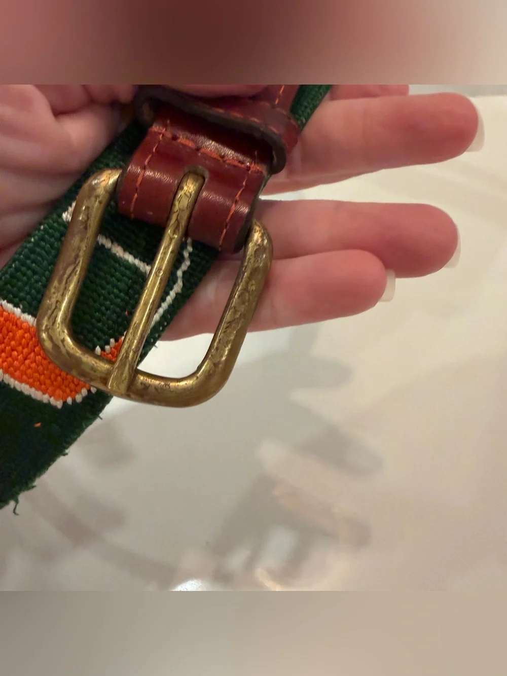 University Miami Needlepoint Belt 38 Smathers Branson U Hurricanes Embroidered
